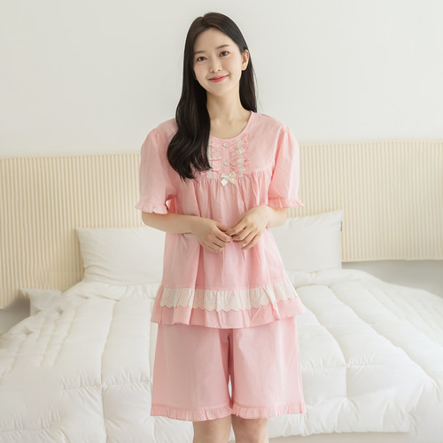 여성 면 잠옷 남자 파자마 반팔 커플잠옷 신혼부부 연인 401-301 로망스 이미지 4