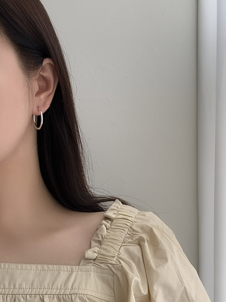 셀프러브 플레인 실버 링 귀걸이 - 925 실버 은 원터치 민자 슬림 2mm 18k