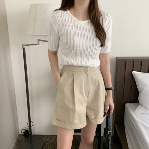 카브라 하이웨스트 여성 반바지 면 팬츠 여자여름바지 4부 썸머 반바지 핀... 착용 후기 | 사이즈/핏 총정리 - 상품 이미지 3