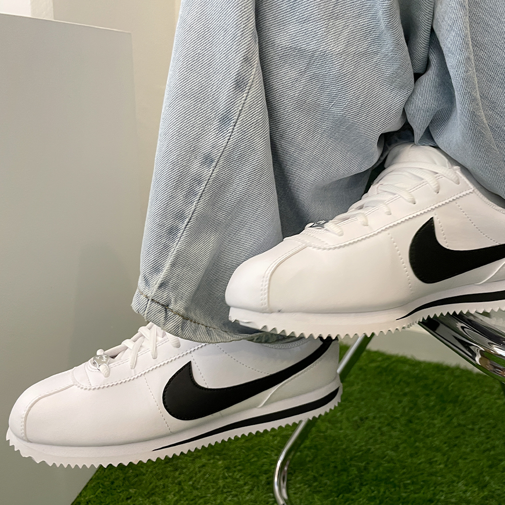 (국내매장판) 나이키 코르테즈 레더 블랙 화이트 흰검 검흰