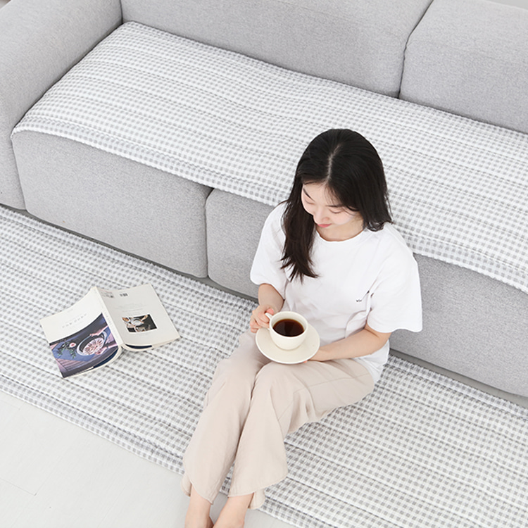 쿠르쿨 시원한 시어서커 여름 냉감 소파패드 쿨매트 3인용