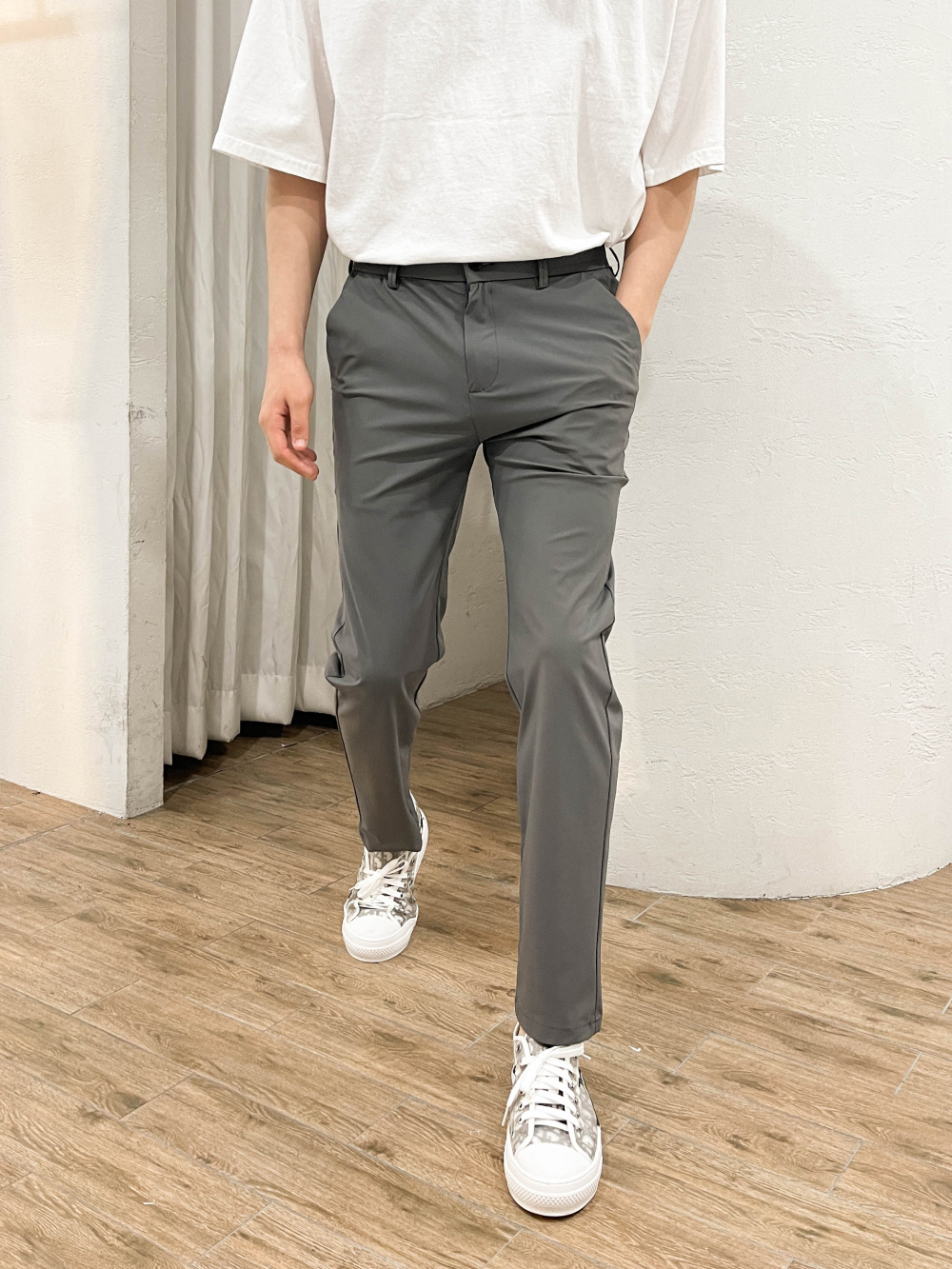 쿨슬랙스 냉장고슬랙스 아이스 슬랙스 봄 여름 밴딩 스판 정장바지 남자 치노팬츠 - 상세 이미지 2