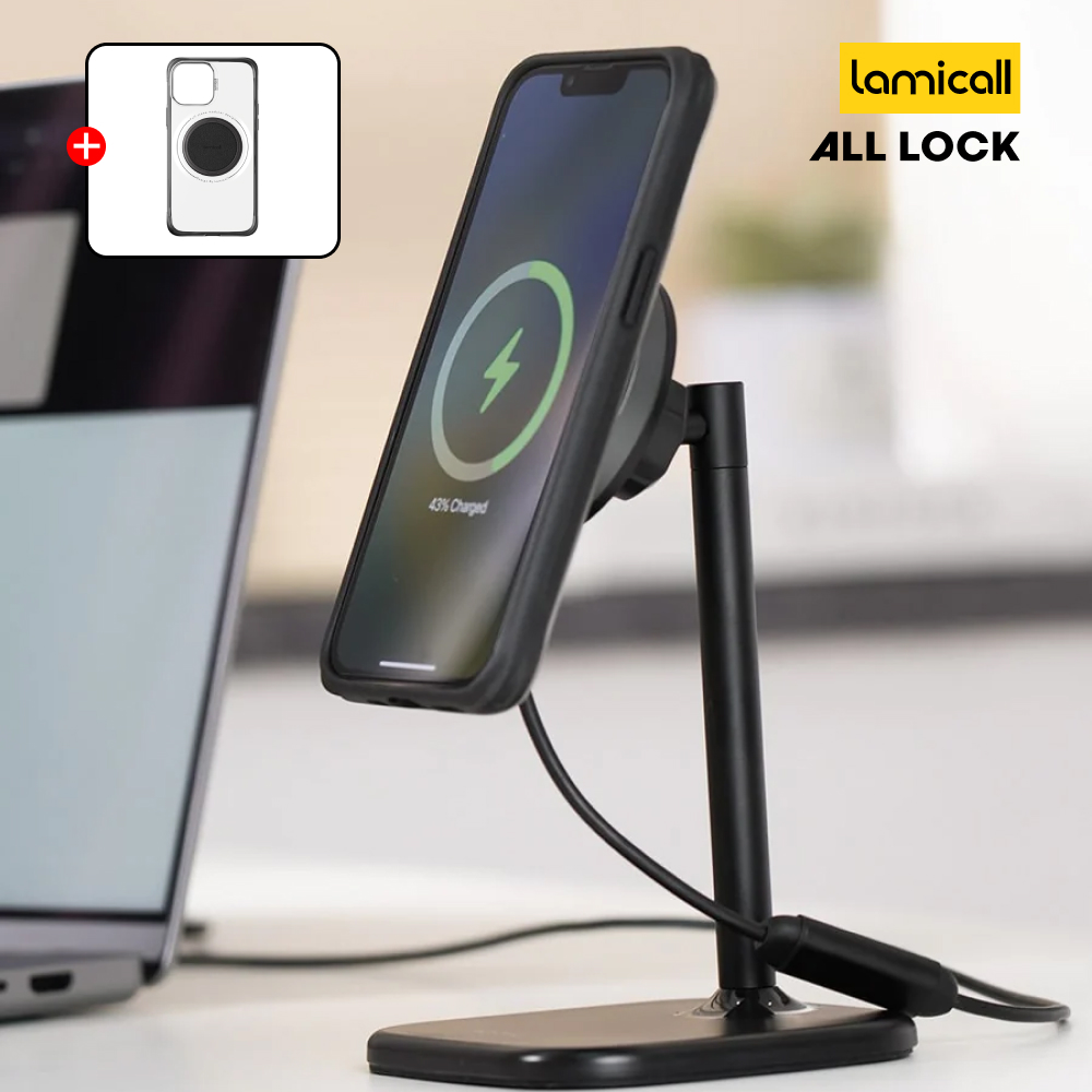 라미콜 올락 탁상 데스크탑 스탠드 맥세이프 케이스부착형 휴대폰 15W 무선 충전 거치대 - 상품 이미지