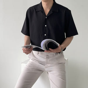 남자셔츠 오버핏 오픈카라 린넨남방 남자반팔셔츠 착용 후기 | 사이즈/핏 총정리 - 상품 이미지 2