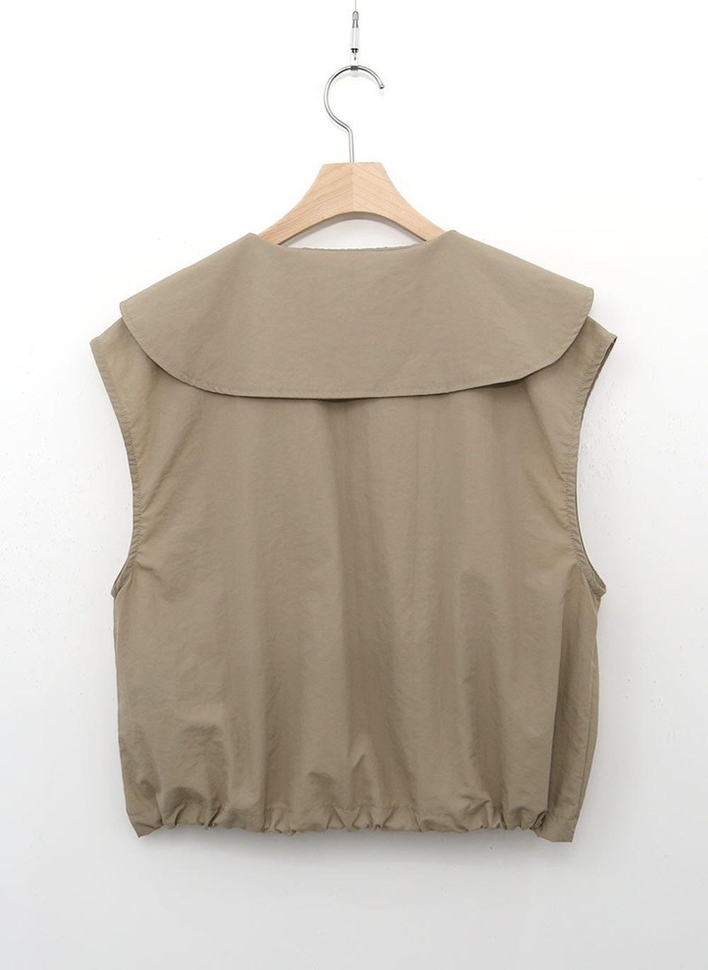 여성 바스락 크롭 조끼 둥근카라 스트링 숏 조끼 베스트 이미지 3