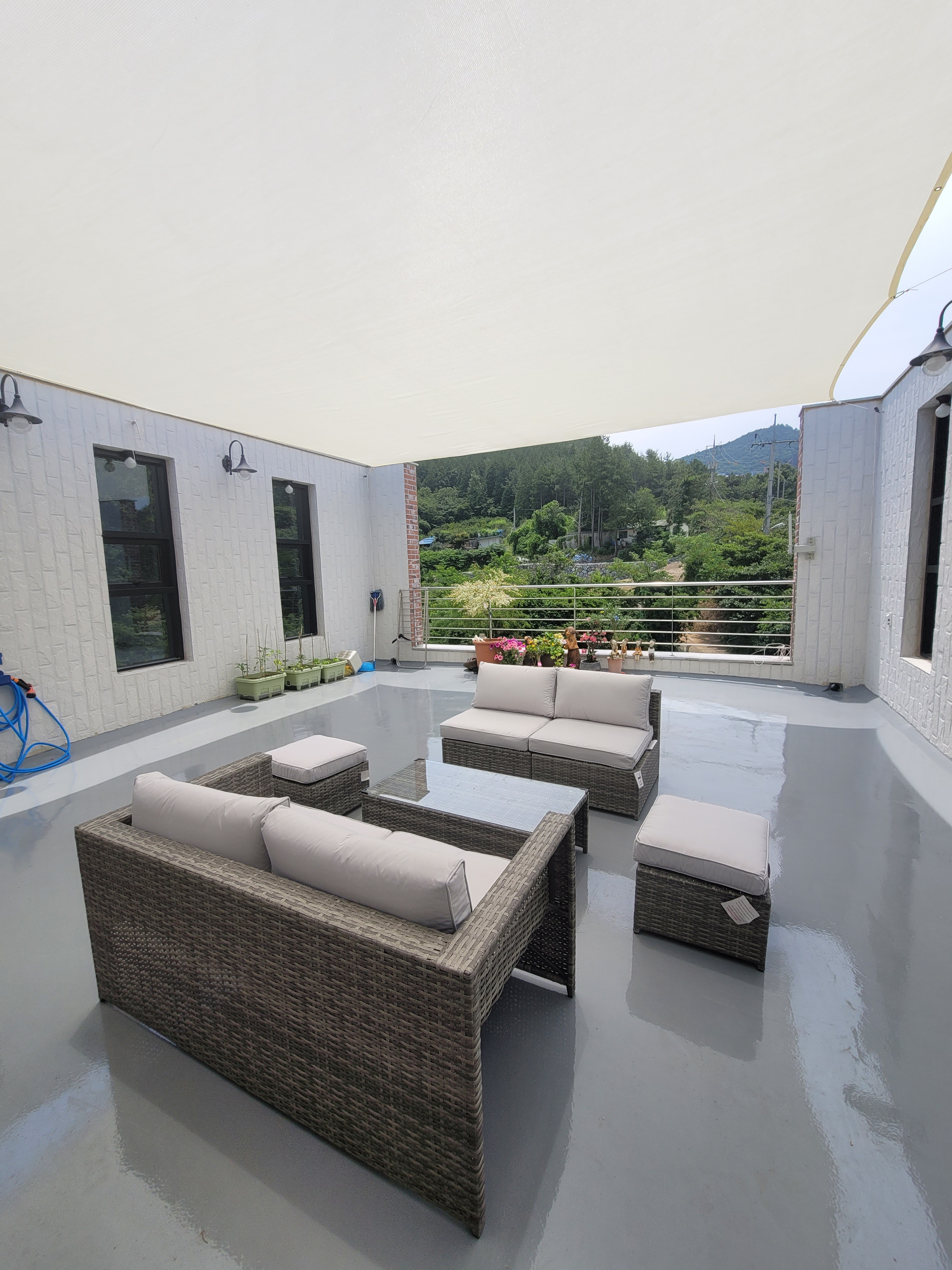 국산 방수 썬쉐이드 차광막 옥상 그늘막 천막 프리미엄 워터루프 베이지 2.8m x 2m