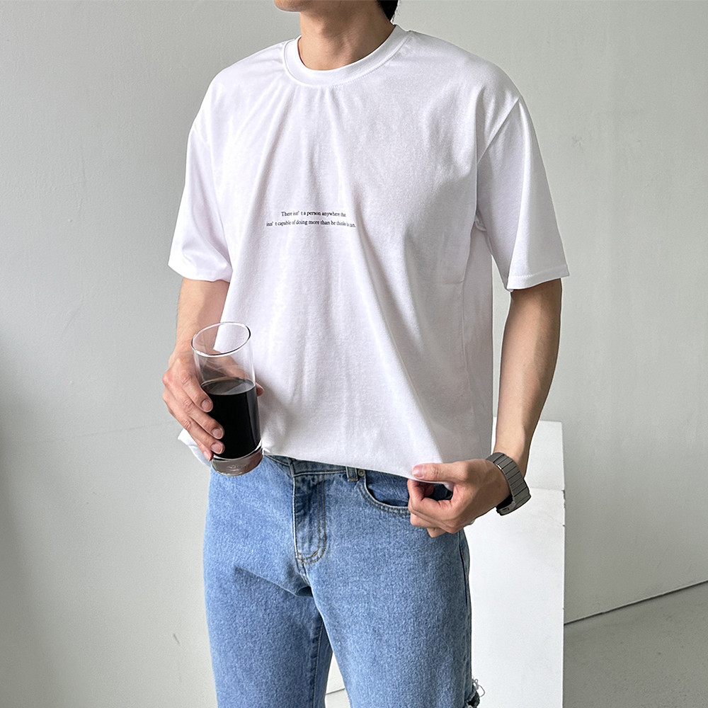 남자오버핏반팔티 여름 레터링 7부 커플반팔티 - 상세 이미지 4