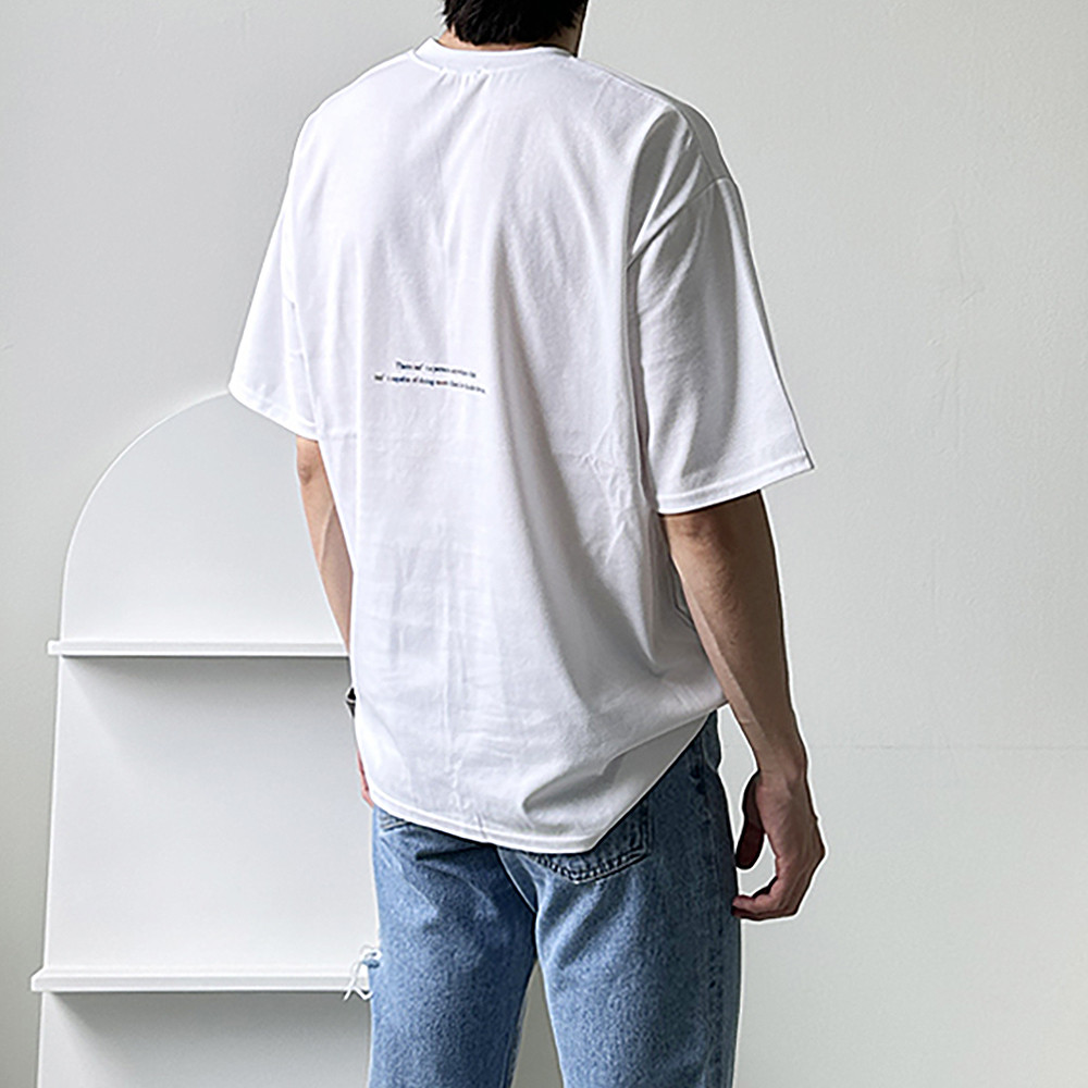 남자오버핏반팔티 여름 레터링 7부 커플반팔티 - 상세 이미지 3