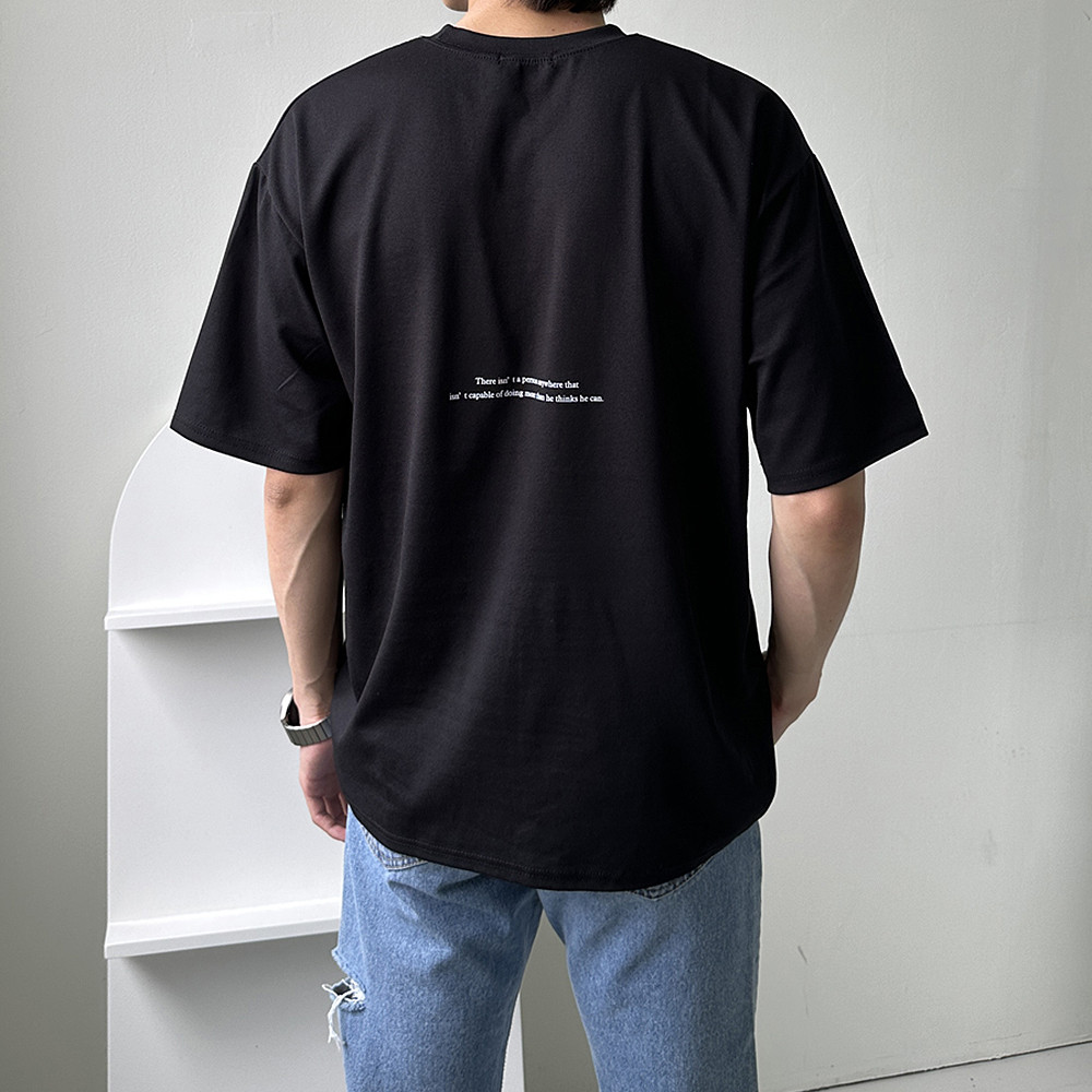 남자오버핏반팔티 여름 레터링 7부 커플반팔티 - 상품 이미지