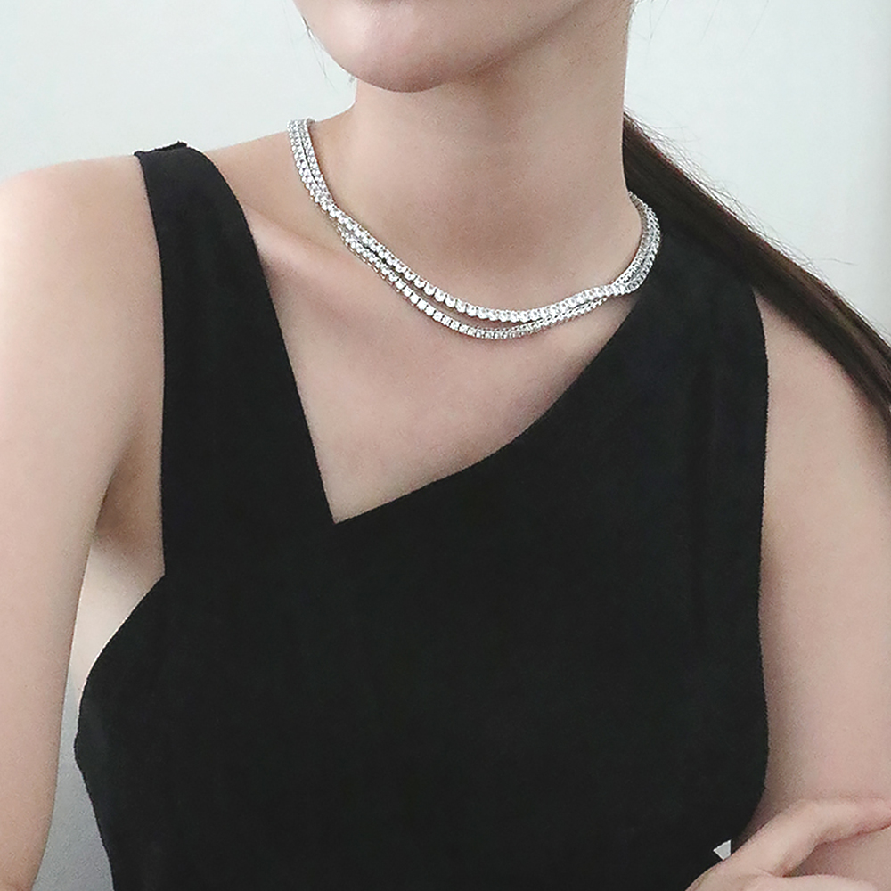 925실버 테니스 목걸이 라운드 큐빅 지르코니아 3, 4mm 이미지 8