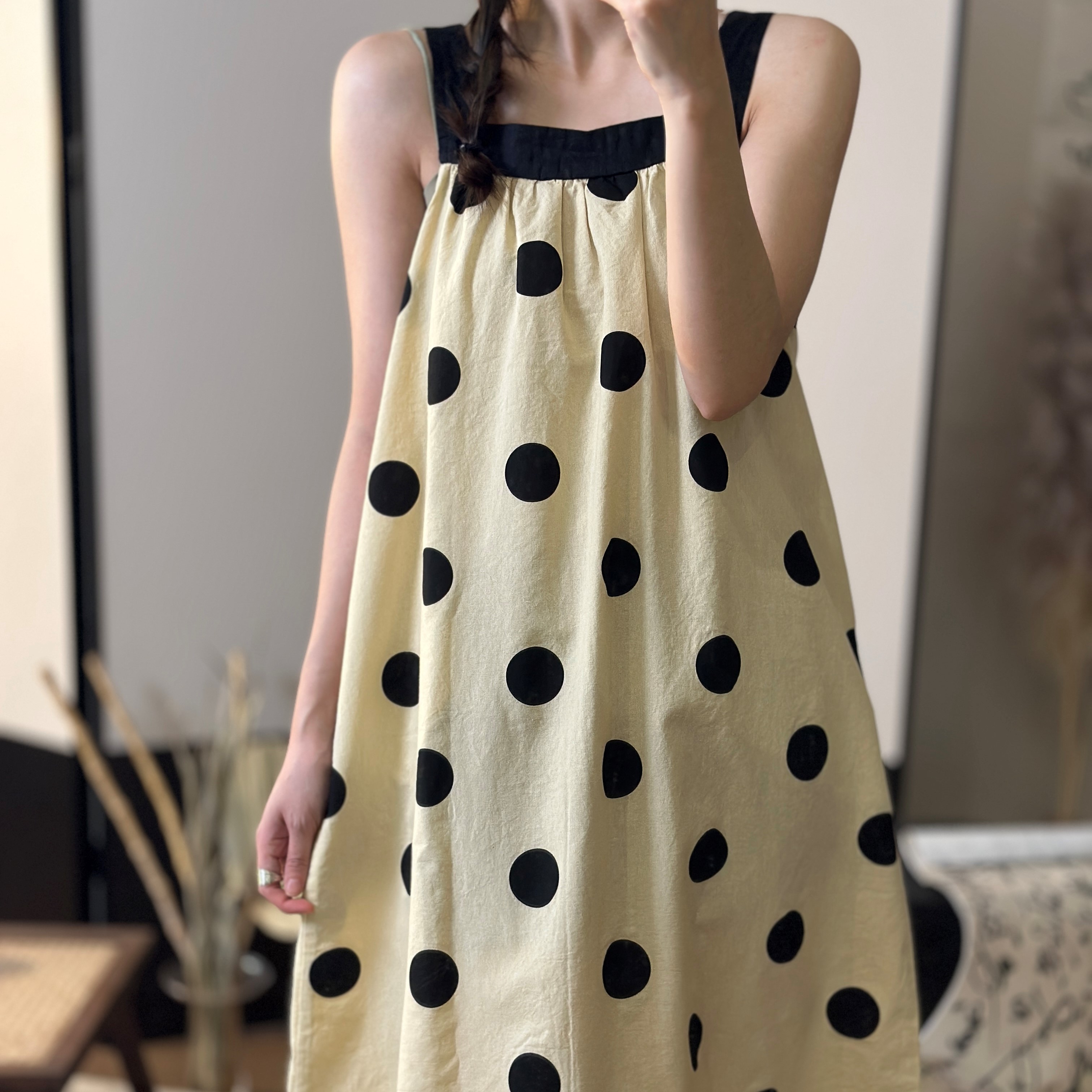 도트원피스 땡땡이 멜빵원피스