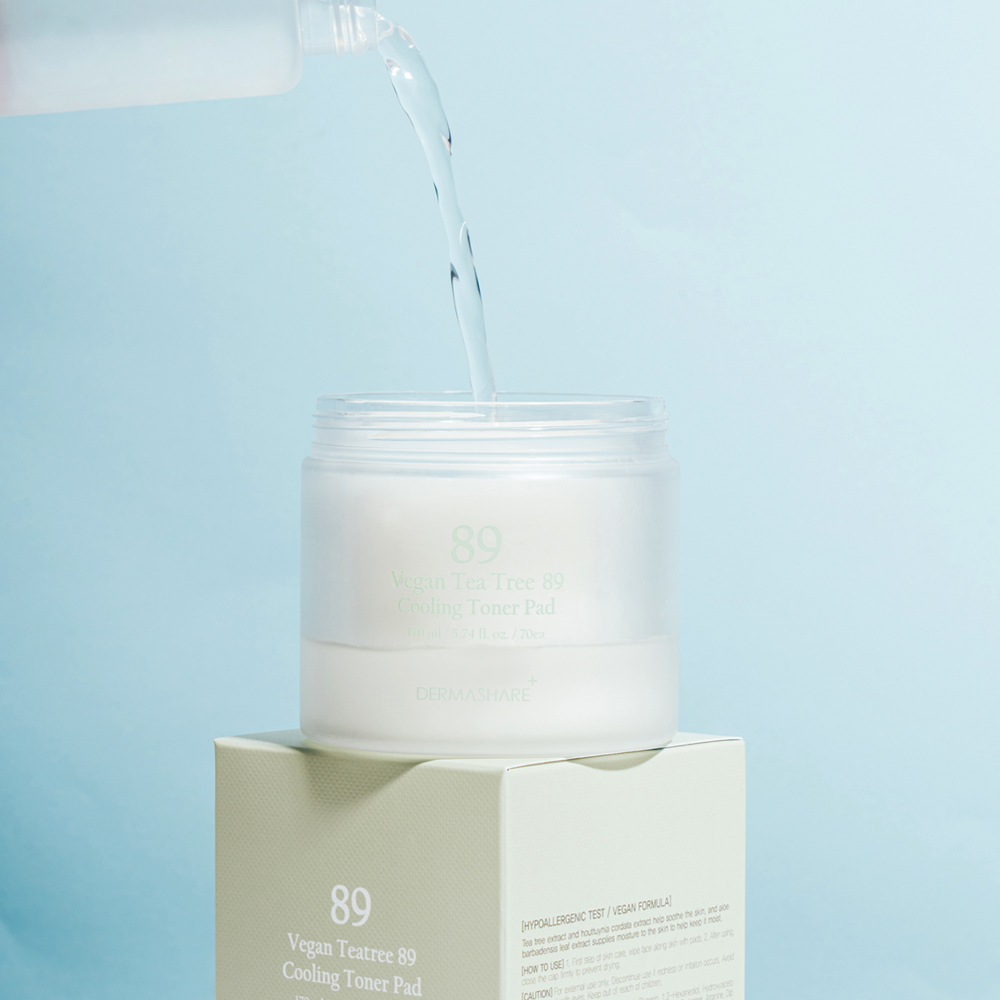 비건 더마쉐어 티트리 89% 쿨링 진정 수딩 트러블 케어 필링 토너 패드 70매170mL - 상세 이미지 5