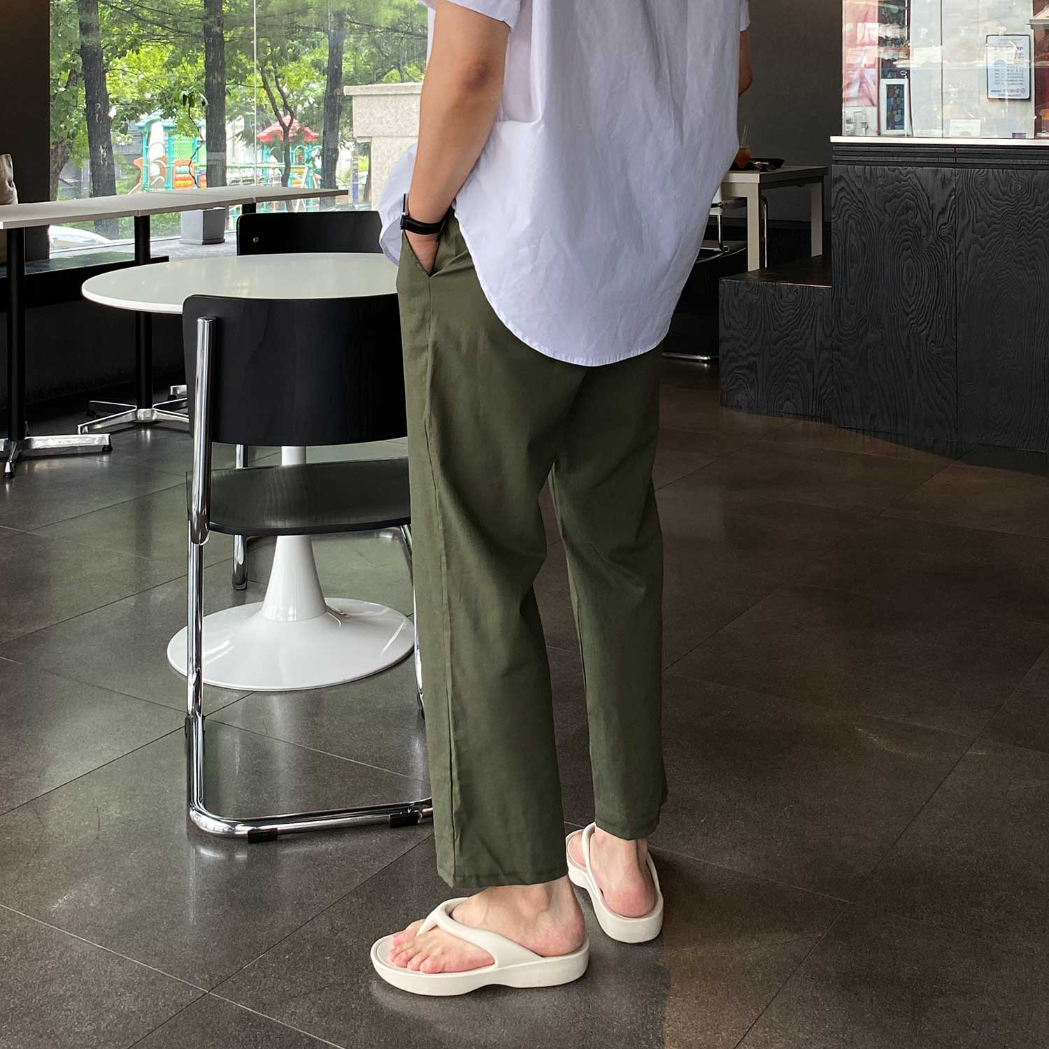 1+1 남자린넨슬랙스 남자마바지 흰바지 - 상세 이미지 4