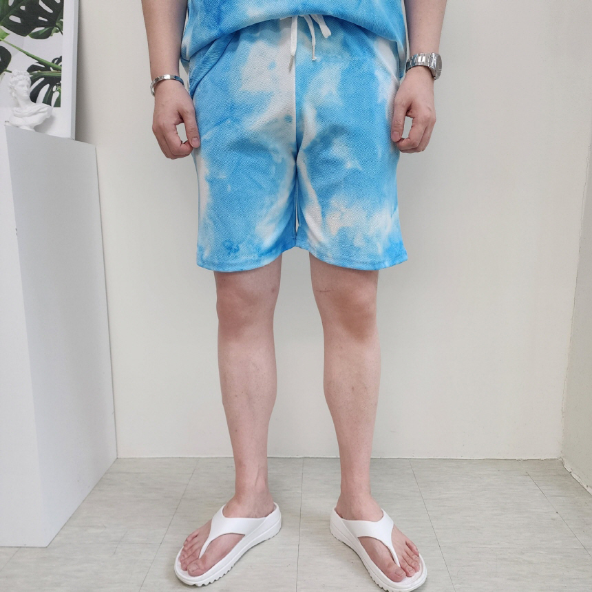 남자 여름 반바지 밴딩 물나염 프린팅 하프팬츠 이미지 3