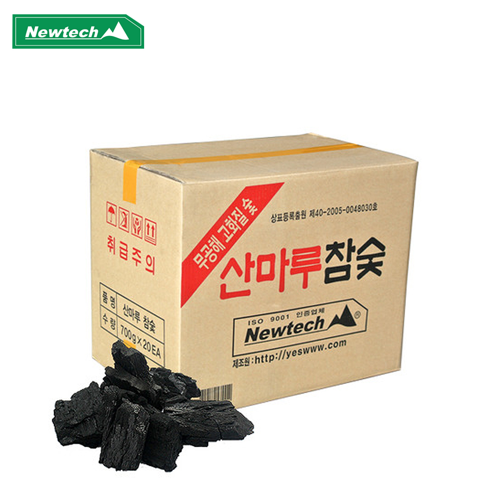 뉴테크캠쿡 산마루 참숯 700g 20봉 박스 고기 바베큐숯 업소용 캠핑 펜션숯