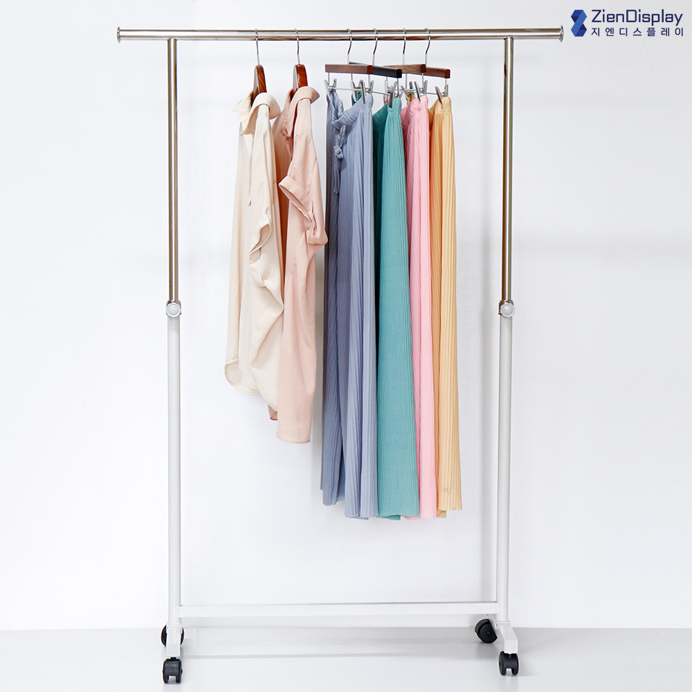 지엔 반조립 이동식 바퀴 헹거 옷방 드레스룸 매장 스테인리스 철제행거