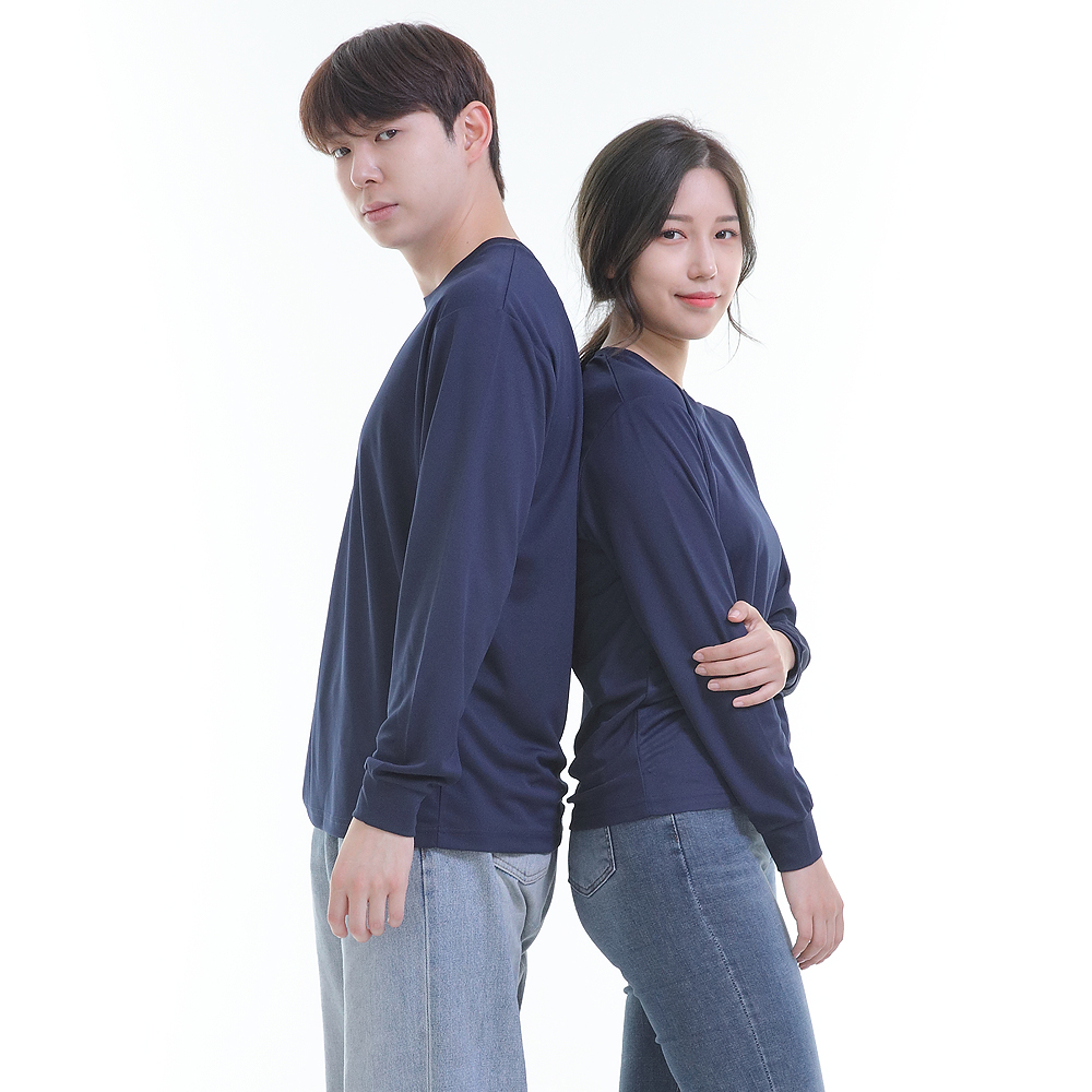 쿨론)기능성곤색라운드 긴팔티셔츠 식당 업소 가게티제작 유니폼셔츠 홀서빙복 - 상세 이미지 4