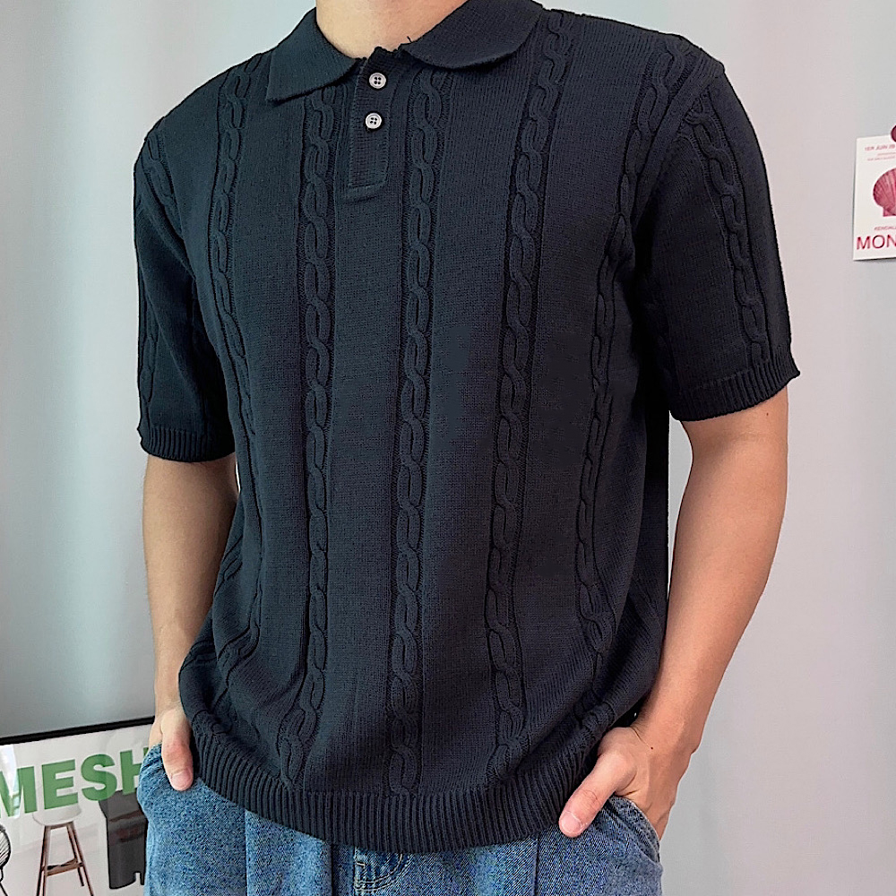 니트카라티 케이블카라반팔니트 - 상품 이미지