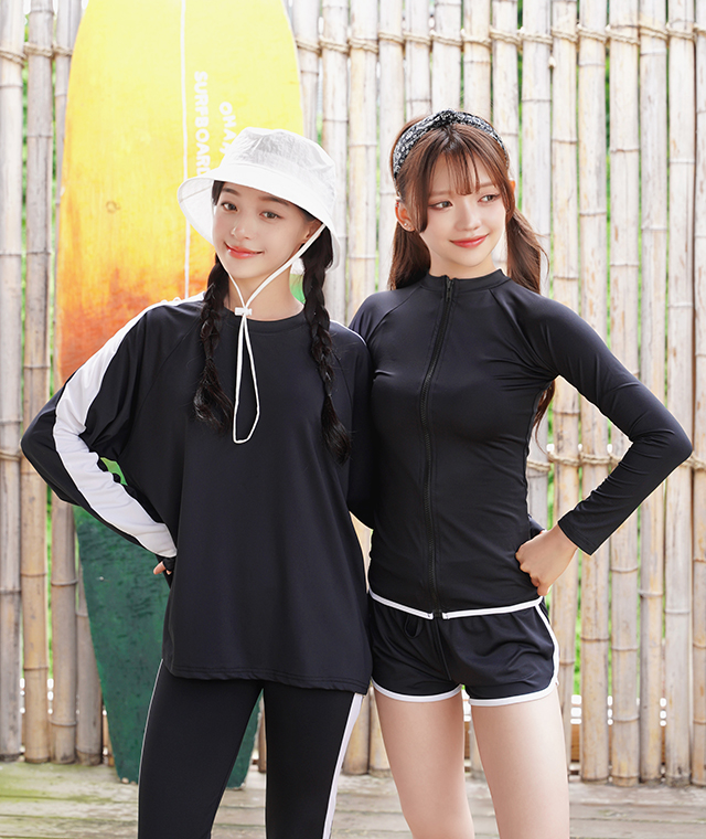 초등학생 래쉬가드 수영복 세트 고학년 중학생 주니어 여아 생존수영복 배색래쉬박시티 - 상세 이미지 4