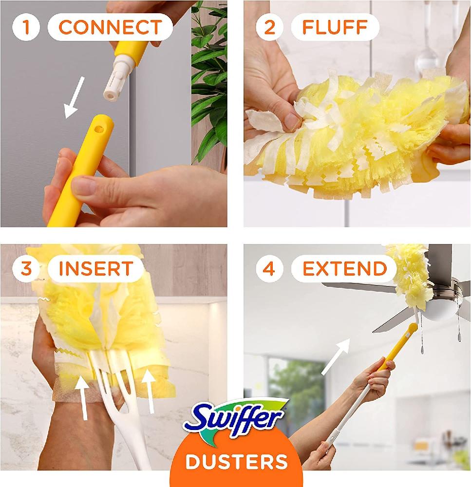 Swiffer Ceiling Fan 스위퍼 천장  핸들 스타터 키트 헤비 듀티 리필 6개 - 상세 이미지 4