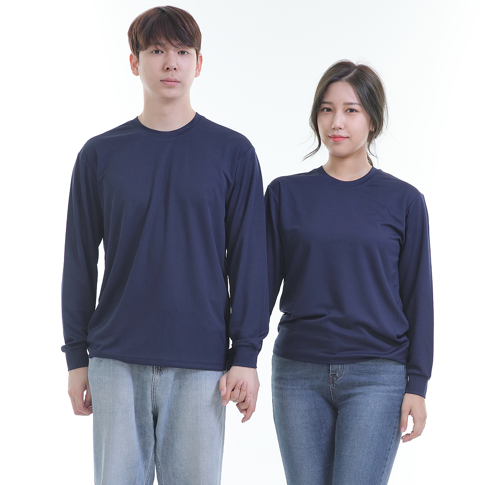 쿨론)기능성곤색라운드 긴팔티셔츠 식당 업소 가게티제작 유니폼셔츠 홀서빙복 - 상세 이미지 5