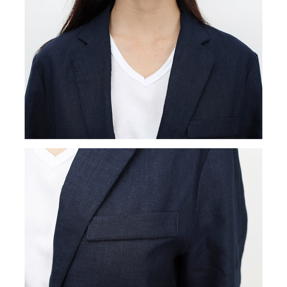 베이지린넨자켓 마이 여성 여름 마 루즈핏 오버핏 자켓 이미지 3