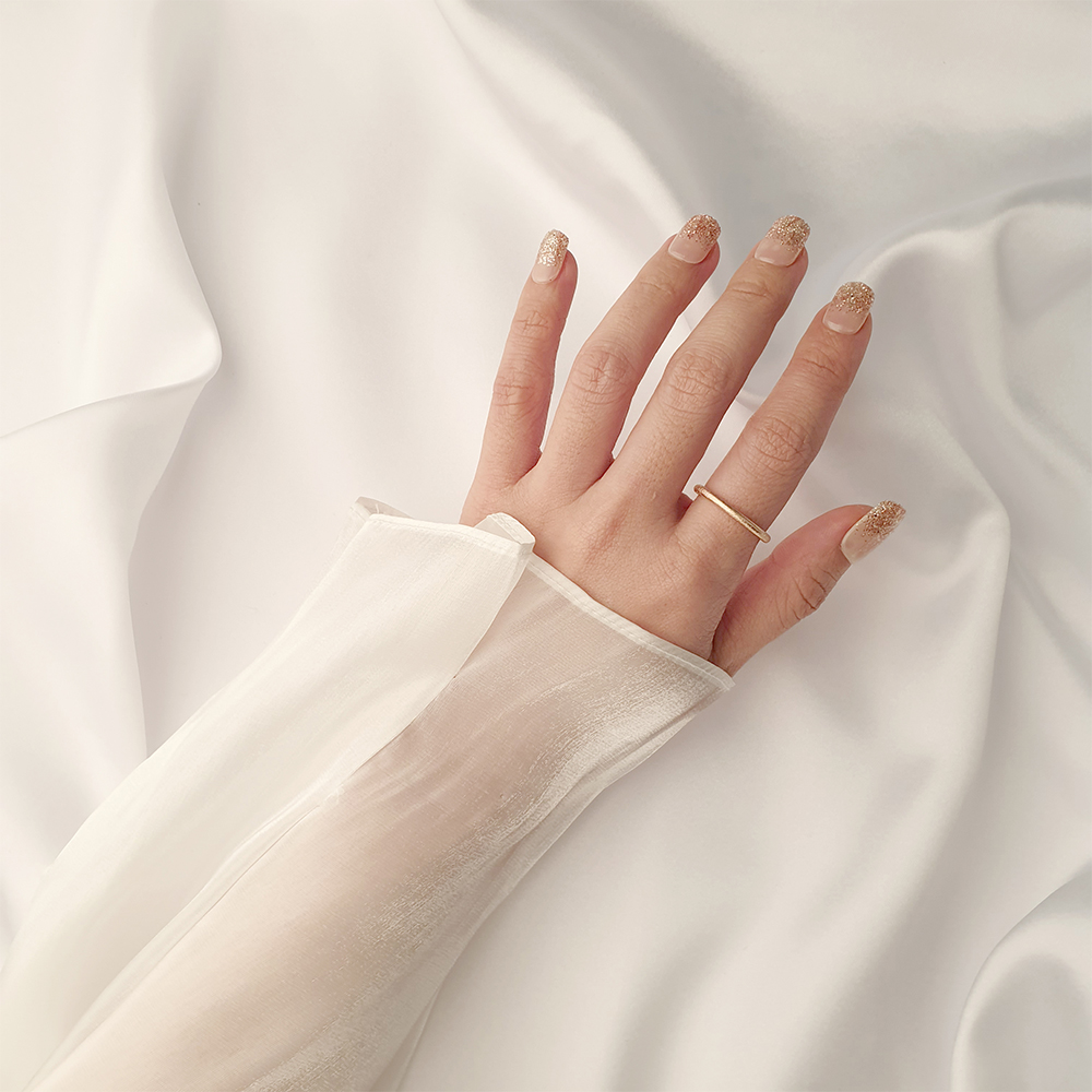 14K 18K 파이프 할로우 스지 반지 - 스크레치 심플 레이어드 가드링 데일리 금반지 포인트 이미지 6
