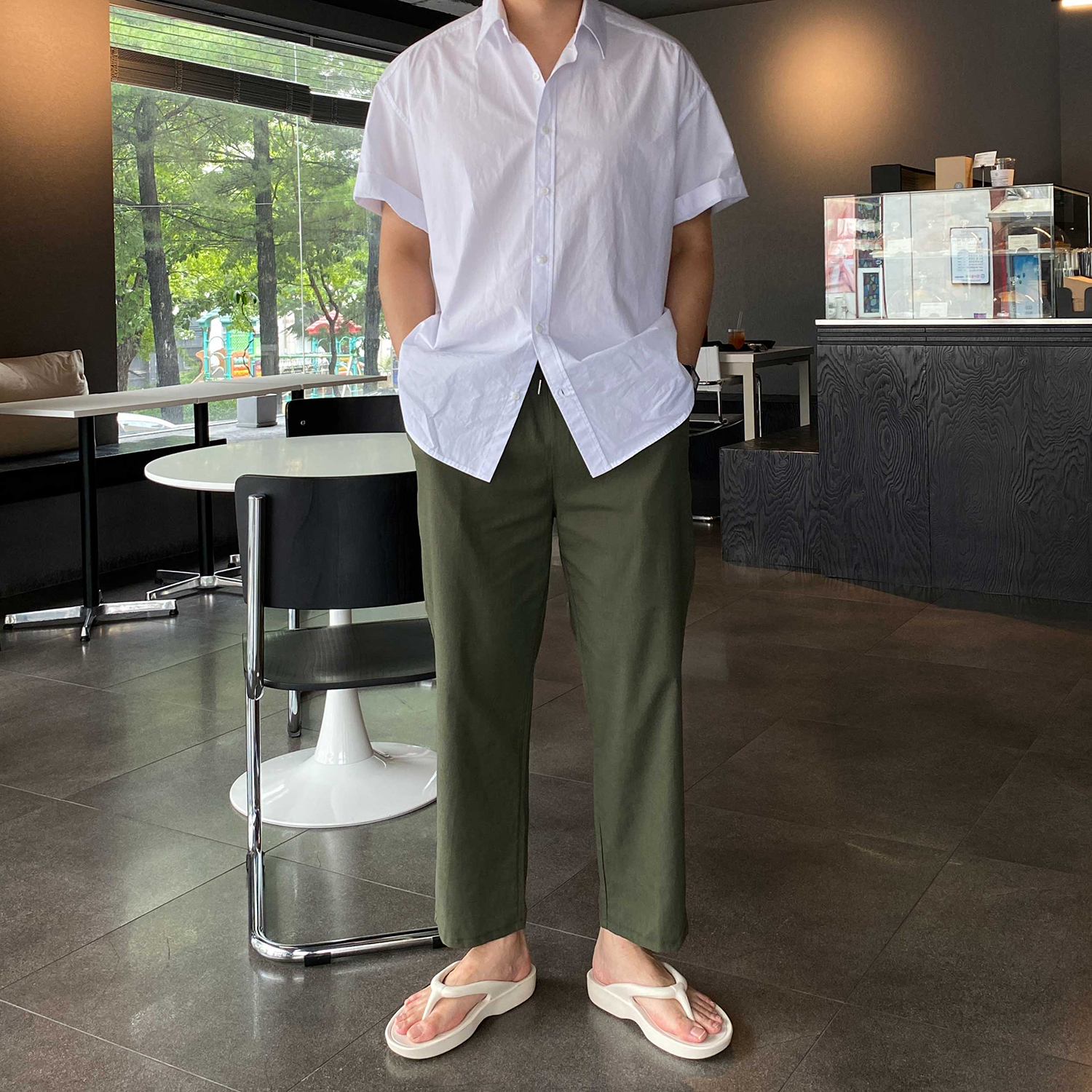 1+1 남자린넨슬랙스 남자마바지 흰바지 - 상세 이미지 5