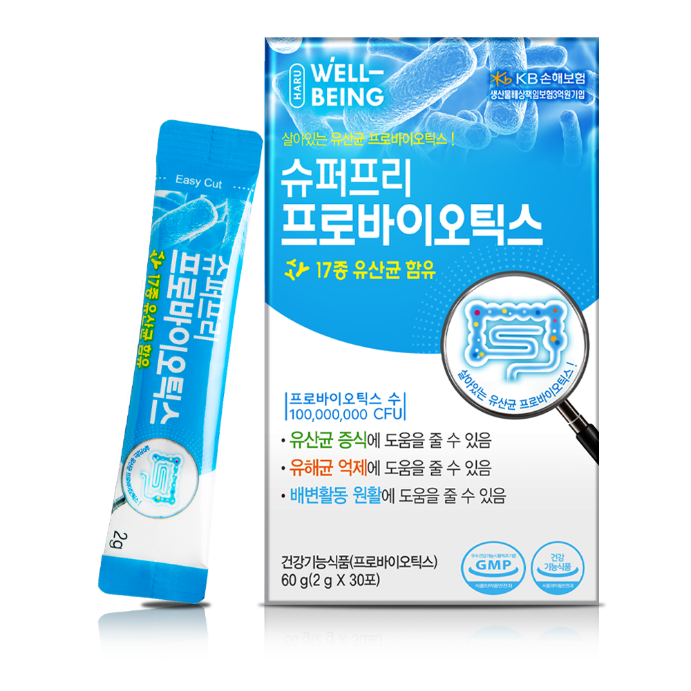 슈퍼프리 프로바이오틱스 온가족 유산균 2g x 30포 1개월분(1개) 여성 피부 킹프리미엄프로바이오틱스 설날 명절 설 선물세트 - 상품 이미지