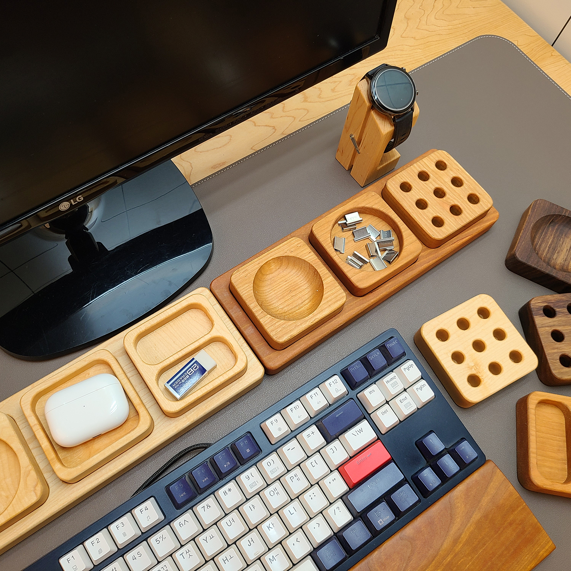 원목 우드 연필꽂이 유닛형 데스크테리어 오거나이저 명함 펜꽂이