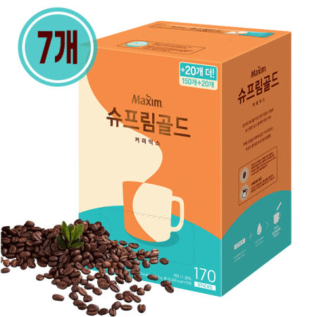 동서식품 맥심 슈프림골드 커피믹스 170개입 7개 깊고진한 고소한향 부드러운맛