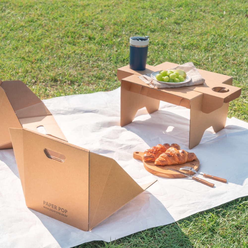 페스티벌 종이의자2개 테이블 세트구성 피크닉 나들이 간이 조립식 휴대용 그라운드체어