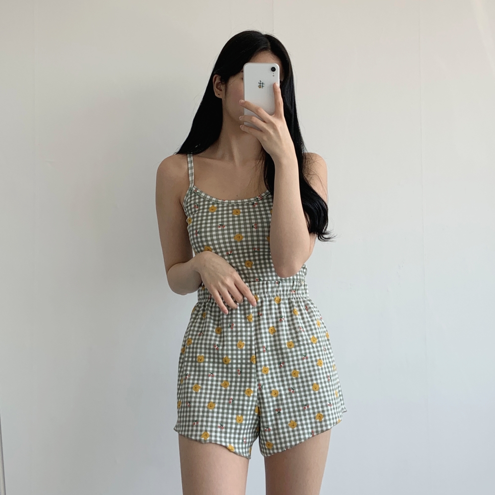 순면 곰탱이 모녀 잠옷 귀여운 여름 루피 나시 바지 세트 이미지 3