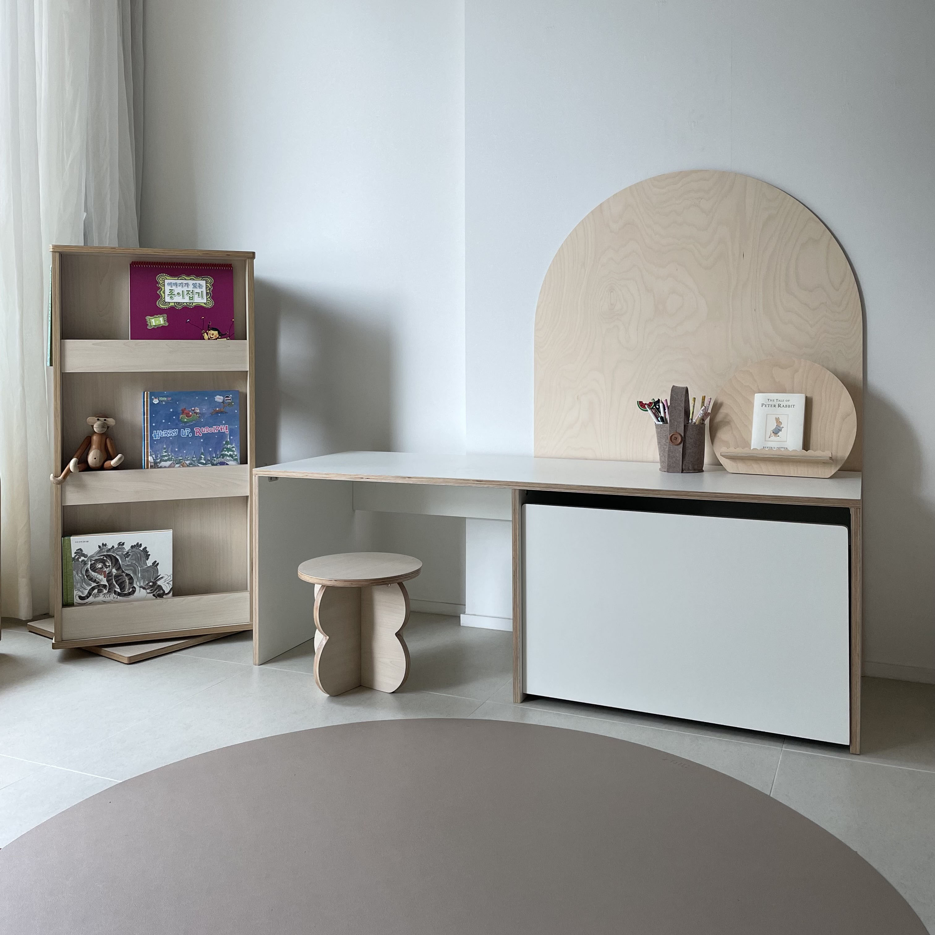 하이오즈 자작나무 멀티 벤치 수납장 책상 테이블