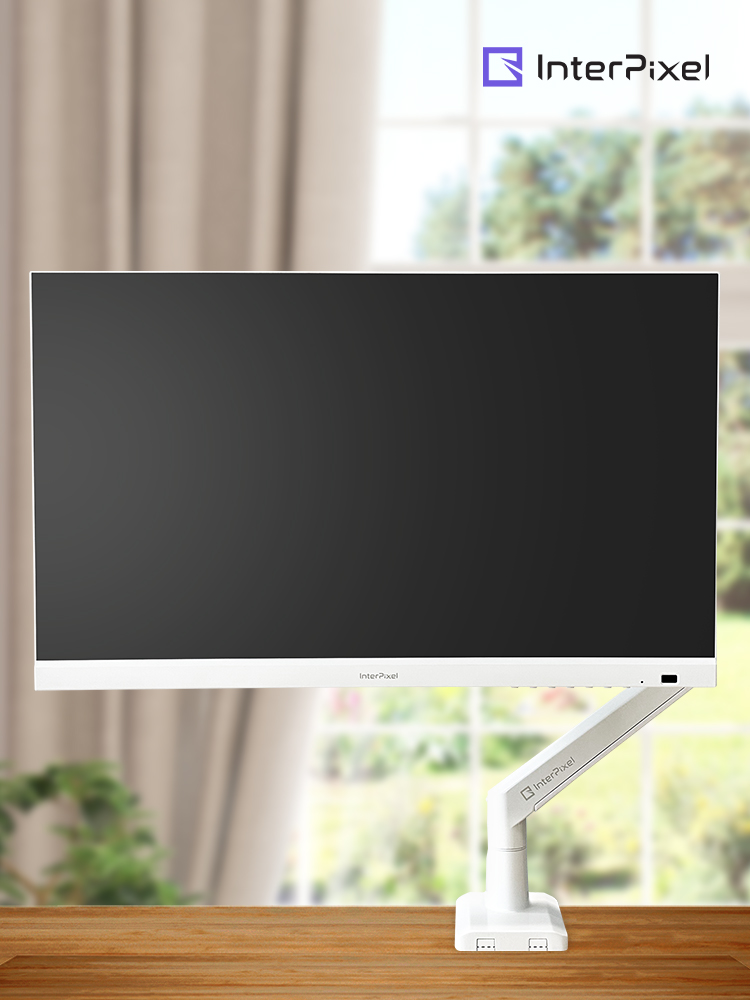 인터픽셀 IPA-SW1 싱글 화이트 모니터암 메탈 거치대 가스 스프링 효율적인 공간 활용