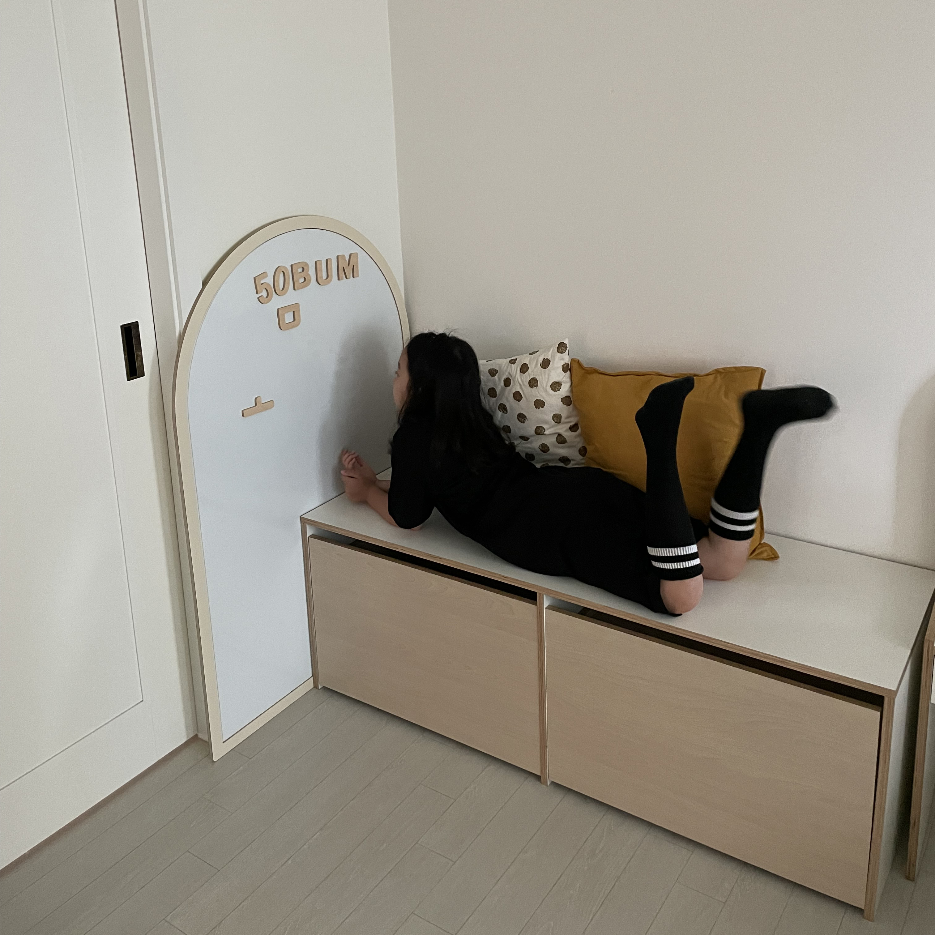 하이오즈 자작나무 멀티 벤치 수납장 책상 테이블