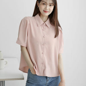 링클프리셔츠 퍼프블라우스 쉬폰 핀턱 셔링 정장 면접 오피스룩 반팔 블라우... 착용 후기 | 사이즈/핏 총정리 - 상품 이미지 3