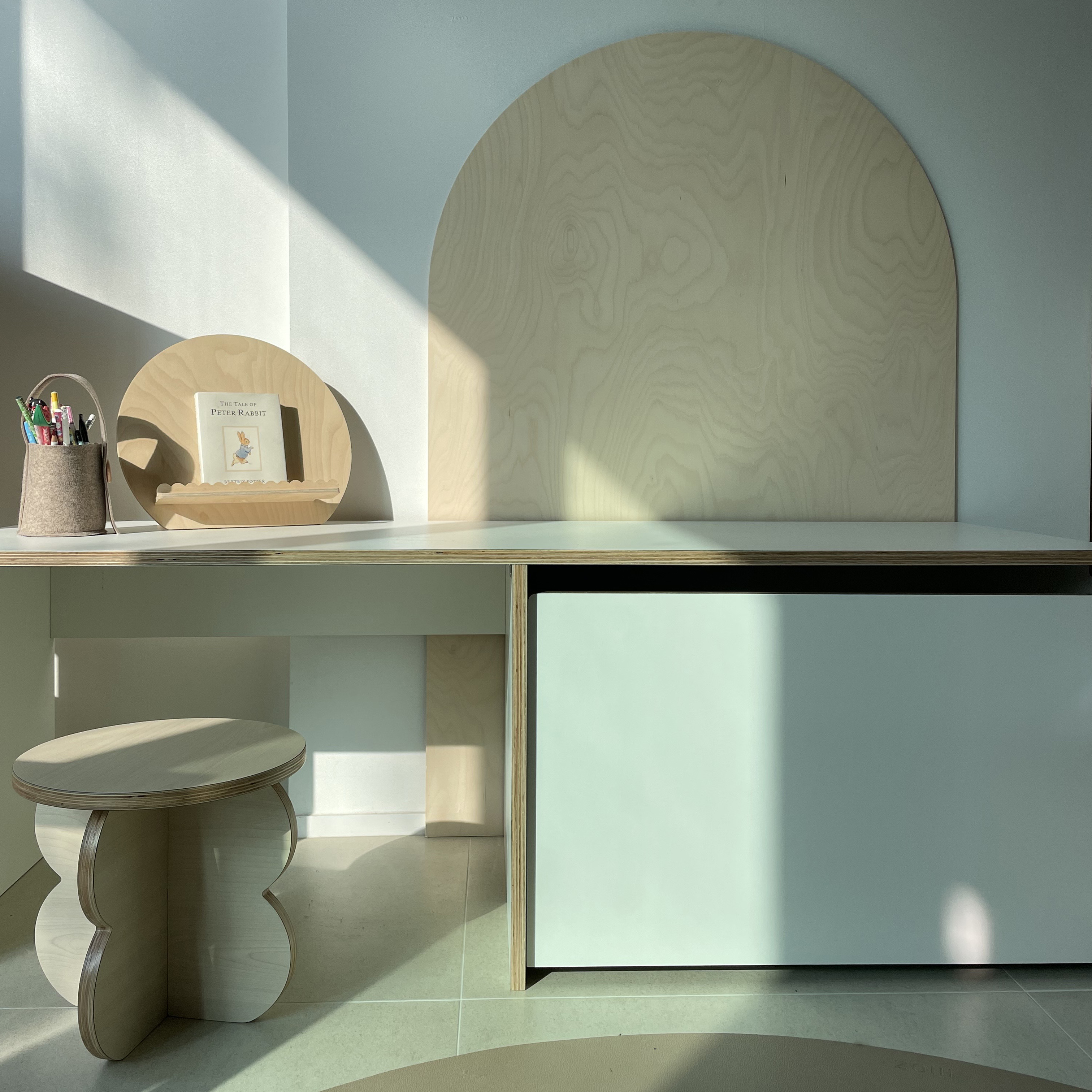 하이오즈 자작나무 멀티 벤치 수납장 책상 테이블