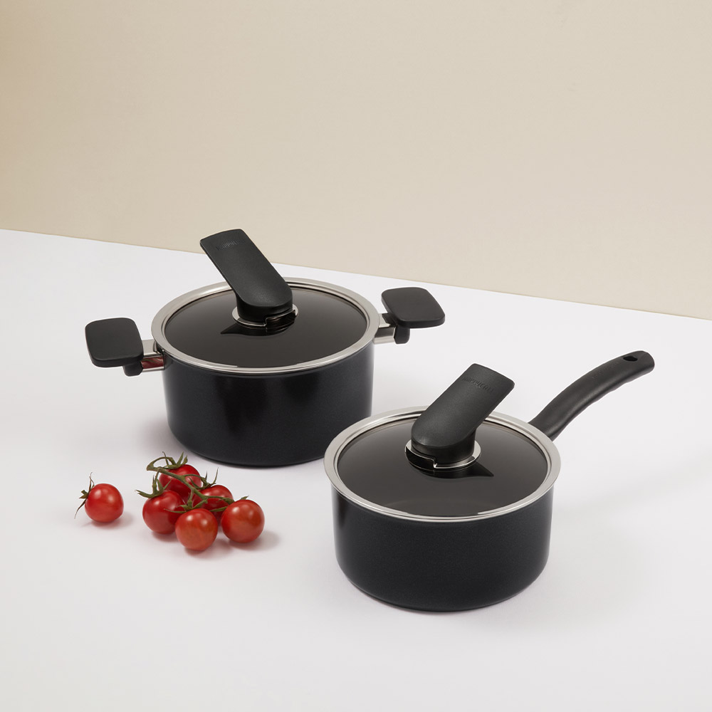 [N단독구성XN배송] 컴플리트 티타늄 IH 2종 냄비 세트 (18cm한손/20cm양손)