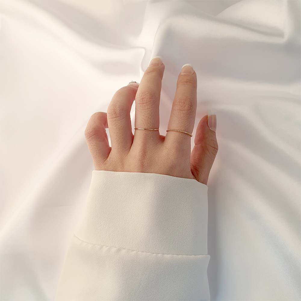14K 18K 큐빅 작은 볼 실반지 - 도트 볼라인 레이어드 데일리 가드링 금반지 이미지 7