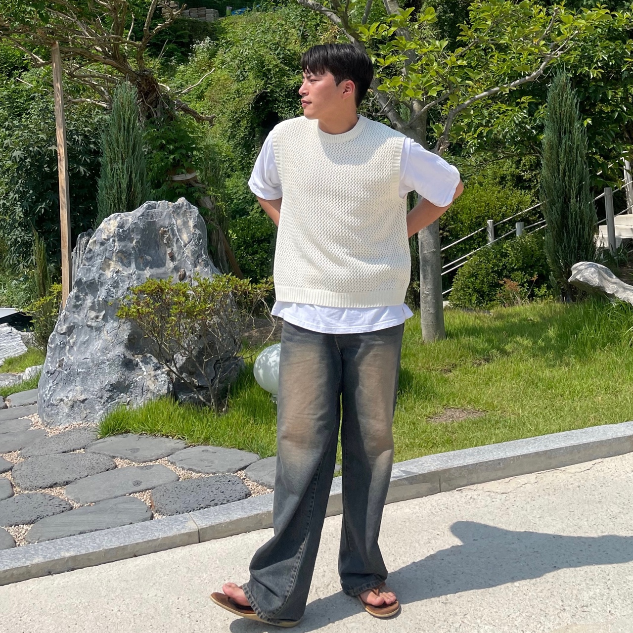 [UNISEX] 다잉 와이드 샌드워싱팬츠 - 상세 이미지 4