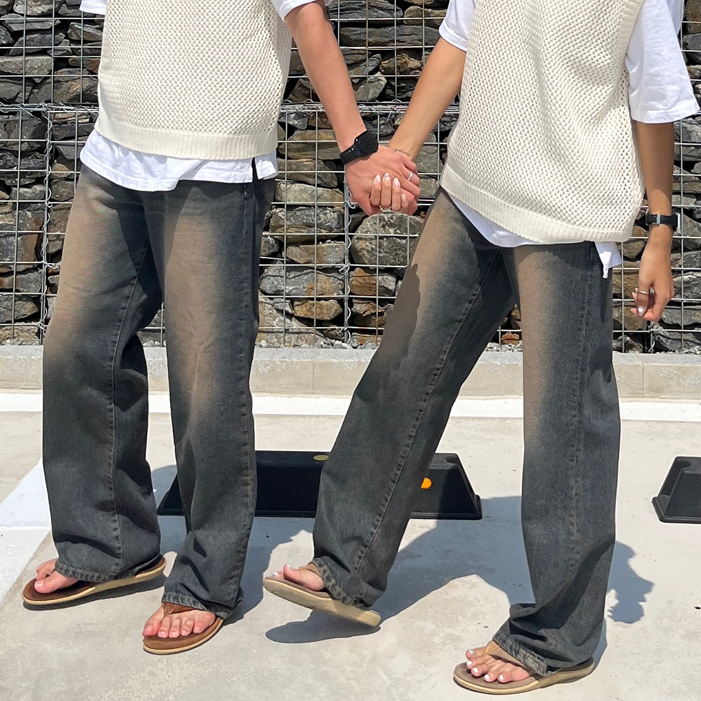 [UNISEX] 다잉 와이드 샌드워싱팬츠 - 상품 이미지