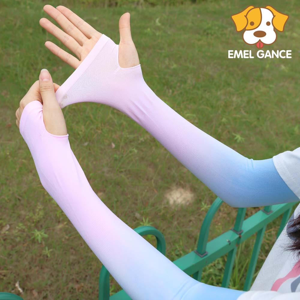 에멜강스 쿨토시 여름 팔토시 자외선차단 골프 자전거 등산 투톤 스카이&핑크