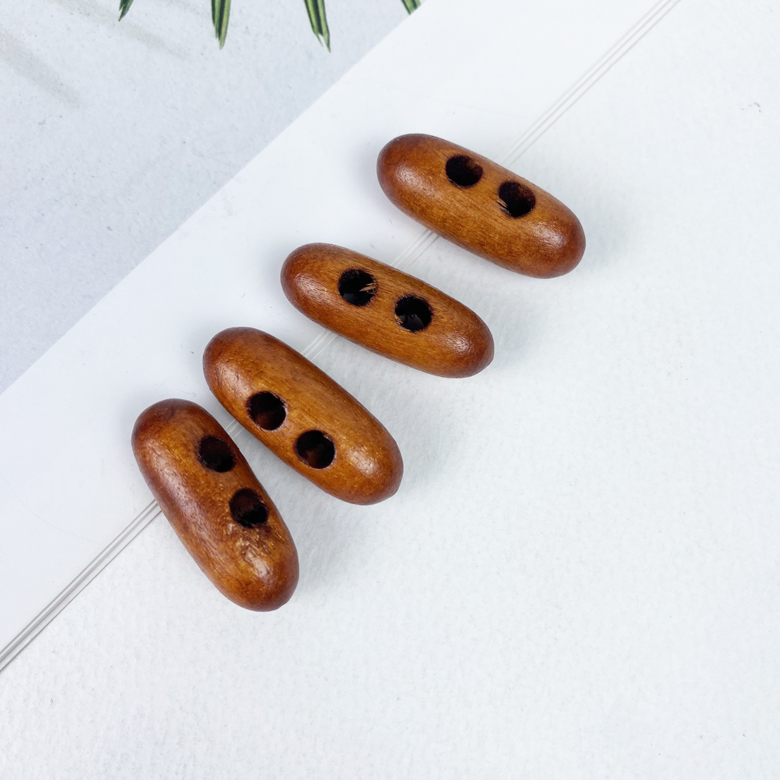 국산) 3cm 2구 우드 땅콩단추 떡볶이단추 코트단추 (4개) - 상세 이미지 4