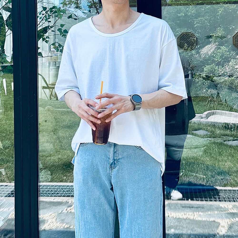 남자반팔티 오버핏 이너 레이어드 반팔티 이미지 2