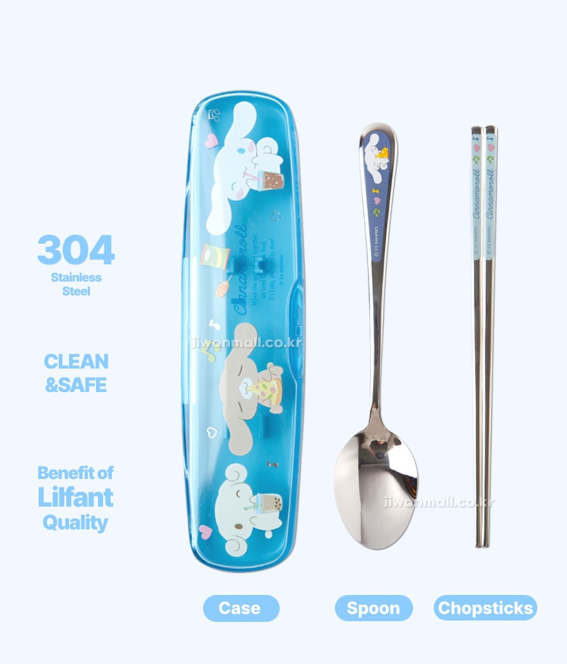 시나모롤 수저세트 산리오 어린이 초등 젓가락 숟가락 - 상세 이미지 3