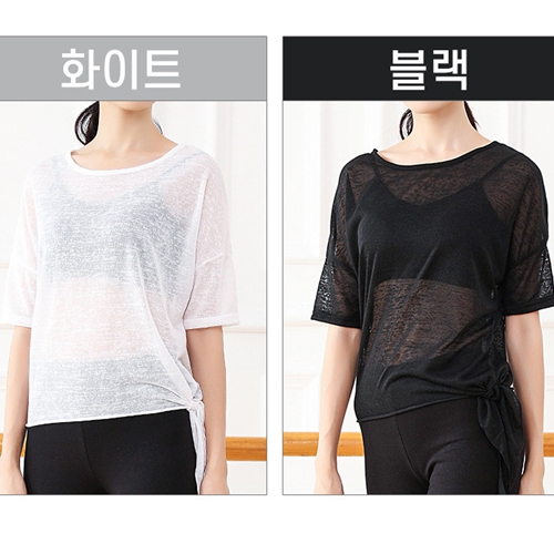 시스루 레오타드 발레 티셔츠 성인 발레복 - 상세 이미지 5