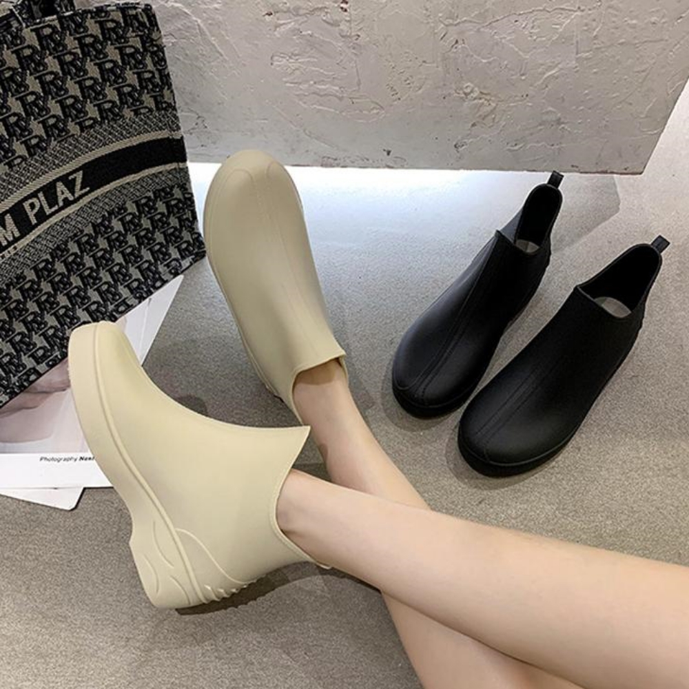 여성 숏 레인부츠 키높이 첼시 장화 4cm 발목장화 - 상세 이미지 5