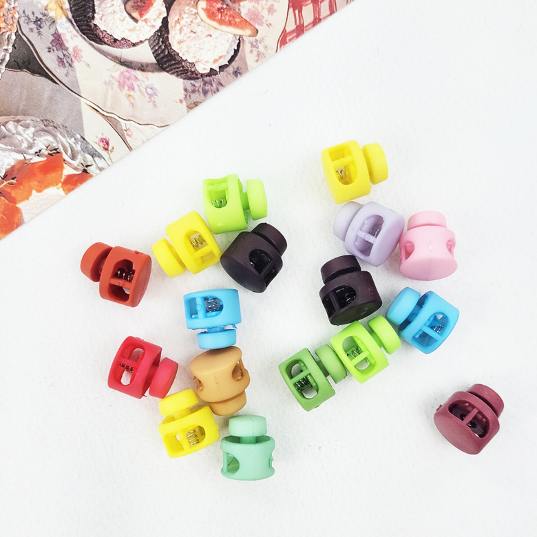 [컬러랜덤] 15 x13mm 2구 납작원형 스토퍼(10개) - 상품 이미지