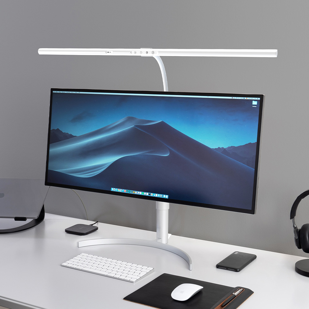 플랜룩스 책상 스탠드 LED 와이드 모티프로 클램프 모니터 공부 조명 독서등